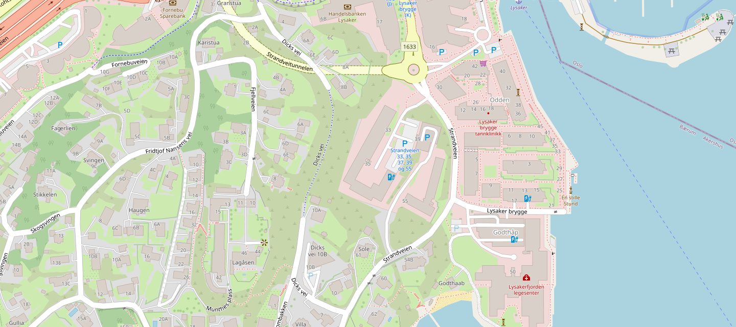 Kart over Strandveien 35 på Lysaker
